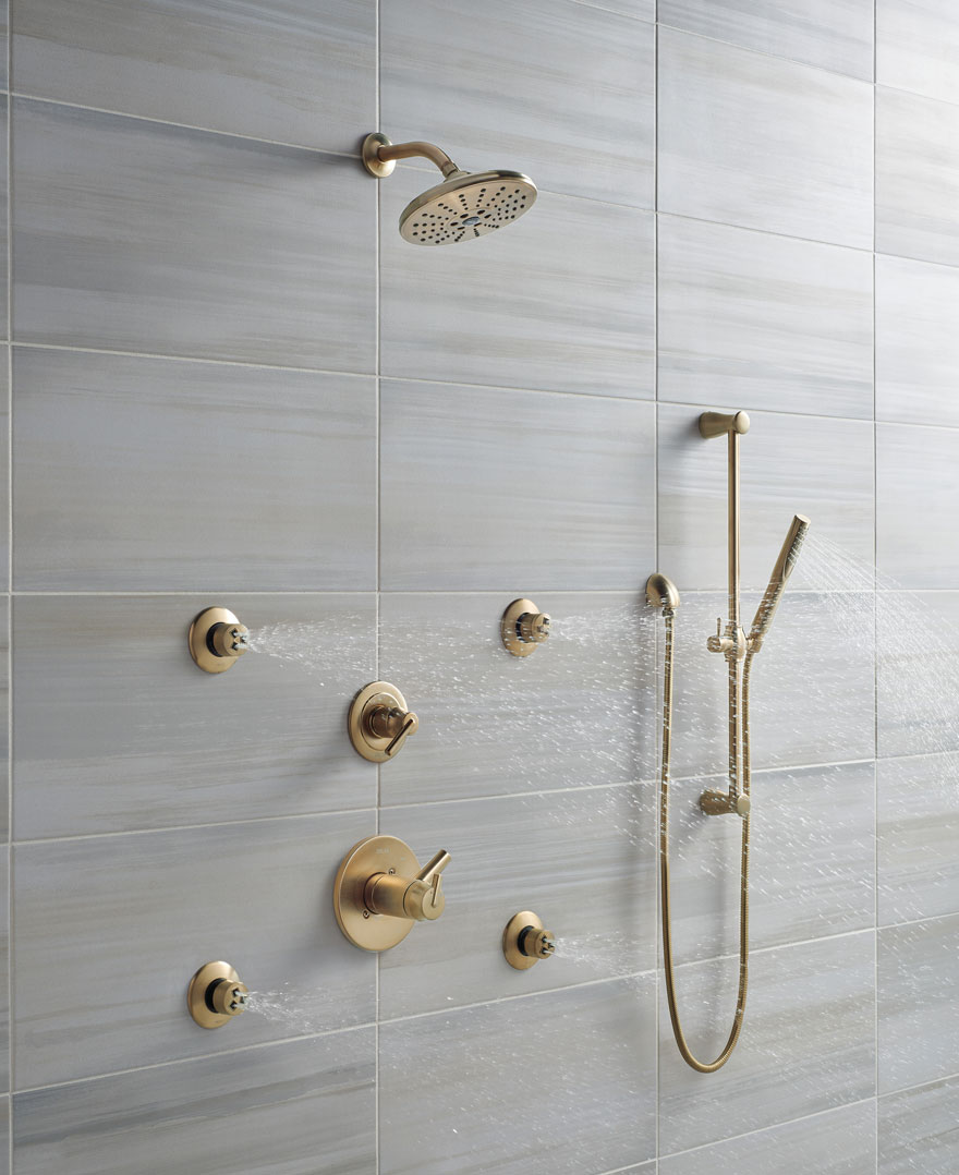 Delta Trinsic Champagne Bronze Shower System with Body Sprays and Hand Shower
