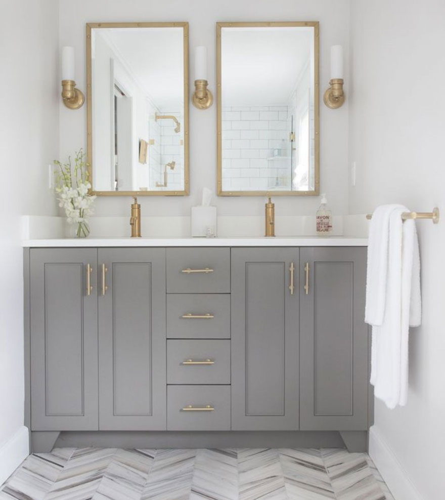 Modern Gold with Grey Bathroom Vanity