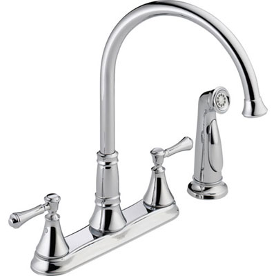 Delta Cassidy Gooseneck Chrome Kitchen Faucet with Side Sprayer 579500