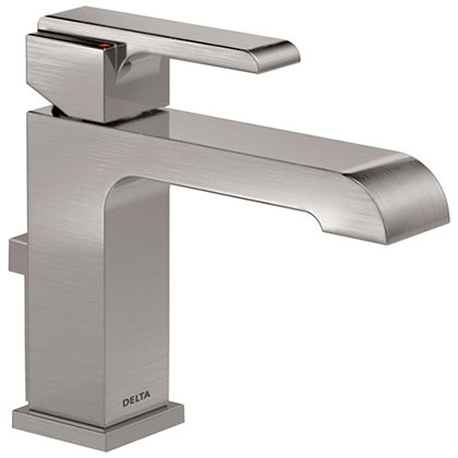 Delta Ara Collection Stainless Steel Finish Single Handle Bathroom Lavatory Faucet