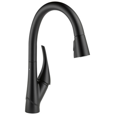 Delta Esque Collection Matte Black Finish Single Handle Swivel Spout One Hole Pull-Down Kitchen Sink Faucet D9181BLDST
