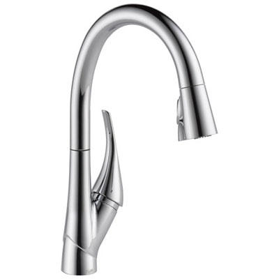 Delta Esque Collection Chrome Finish Single Handle Swivel Spout One Hole Pull-Down Kitchen Sink Faucet D9181DST