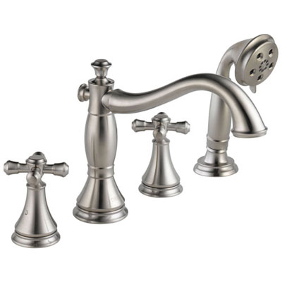 Complete Stainless Steel Finish Delta Roman Tub Filler Faucets