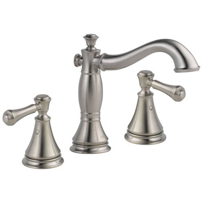 Delta Cassidy Collection Stainless Steel Finish Widespread Lavatory Bathroom Sink Faucet INCLUDES Two Lever Handles and Metal Pop-Up Drain D1772V