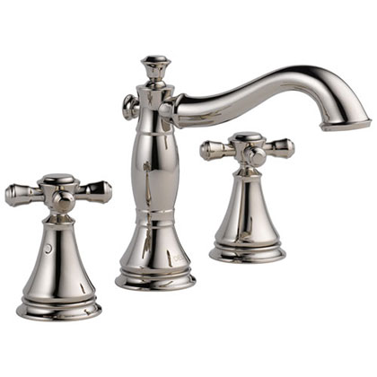 Delta Cassidy Collection Polished Nickel Traditional Widespread Lavatory Bathroom Sink Faucet INCLUDES Two Cross Handles and Metal Pop-Up Drain D1780V