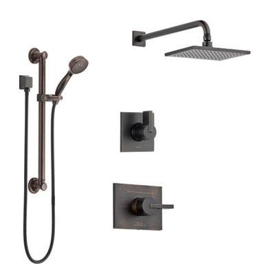 Delta Vero Venetian Bronze Finish Shower System with Control Handle, 3-Setting Diverter, Showerhead, and Hand Shower with Grab Bar SS142531RB3