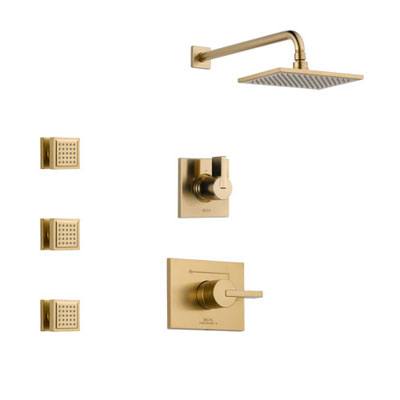 Delta Vero Champagne Bronze Finish Shower System with Control Handle, 3-Setting Diverter, Showerhead, and 3 Body Sprays SS14253CZ1