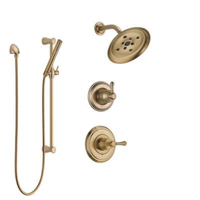 Delta Cassidy Champagne Bronze Finish Shower System with Control Handle, 3-Setting Diverter, Showerhead, and Hand Shower with Slidebar SS142972CZ2