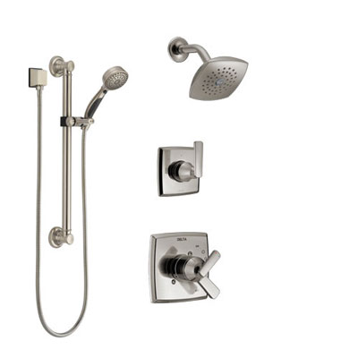 Contain Rough in Valve and Trim Kit Brushed Nickel Shower System-Rainfall Shower Faucet Set with 6-Settings Handheld Shower and High Pressure Shower Head
