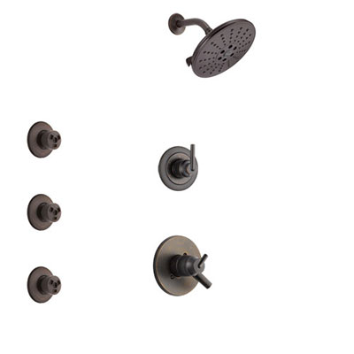 Delta Trinsic Venetian Bronze Finish Shower System with Dual Control Handle, 3-Setting Diverter, Showerhead, and 3 Body Sprays SS1759RB3
