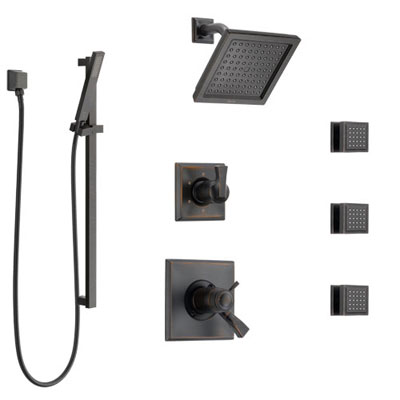 Delta Dryden Venetian Bronze Shower System with Dual Thermostatic Control, 6-Setting Diverter, Showerhead, 3 Body Sprays, and Hand Shower SS17T2512RB6