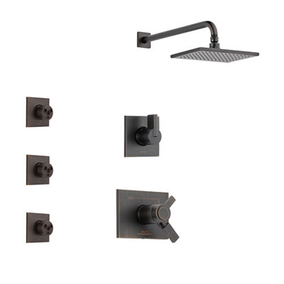 Delta Vero Venetian Bronze Finish Shower System with Dual Thermostatic Control Handle, 3-Setting Diverter, Showerhead, and 3 Body Sprays SS17T2531RB1