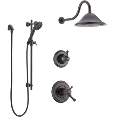 Delta Cassidy Venetian Bronze Shower System with Dual Thermostatic Control Handle, Diverter, Showerhead, and Hand Shower with Slidebar SS17T2972RB5