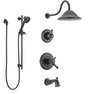 Delta Cassidy Venetian Bronze Tub and Shower System with Dual Thermostatic Control Handle, Diverter, Showerhead, and Hand Shower SS17T4972RB5
