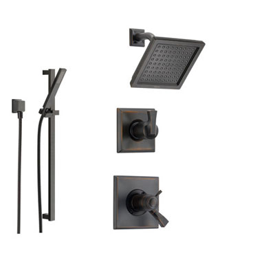 Delta Dryden Venetian Bronze Shower System with Thermostatic Shower Handle, 3-setting Diverter, Modern Square Showerhead, and Handheld Shower SS17T5185RB