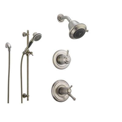 Delta Cassidy Stainless Steel Shower System with Thermostatic Shower Handle, 3-setting Diverter, Showerhead, and Handheld Shower SS17T9784SS