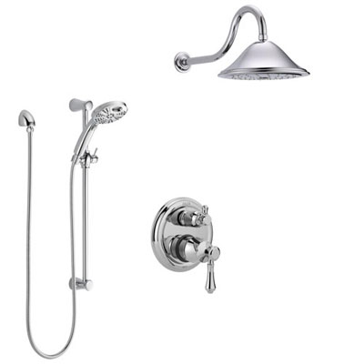 Delta Cassidy Chrome Finish Shower System with Control Handle, Integrated 3-Setting Diverter, Showerhead, & Temp2O Hand Shower with Slidebar SS248973