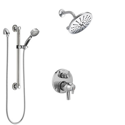 安装带有淋浴间和手动淋浴喷雾器的淋浴系统-Faucetlist.com
