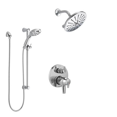 Delta Trinsic Chrome Finish Shower System with Dual Control, Integrated 3-Setting Diverter, Showerhead, and Temp2O Hand Shower with Slidebar SS278597