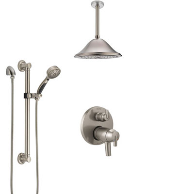 Enga Modern Smart Triple Function Thermostatic Shower Mixer Rough-in Diverter Valve with Trim in Chrome Can Run Together