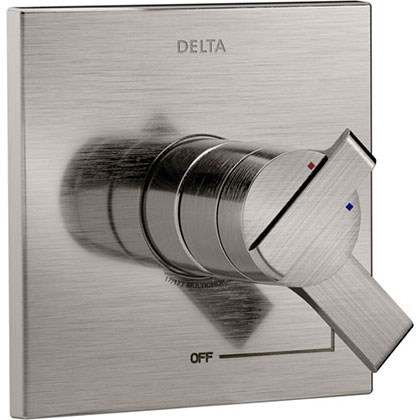 Delta Ara Modern Stainless Steel Finish 17 Series Dual Temperature and Pressure Shower Faucet Control INCLUDES Rough-in Valve with Stops D1149V