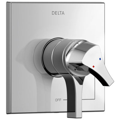 Delta Zura Collection Chrome Monitor 17 Dual Temperature and Water Pressure Shower Faucet Control Handle Includes Trim Kit and Valve with Stops D1977V