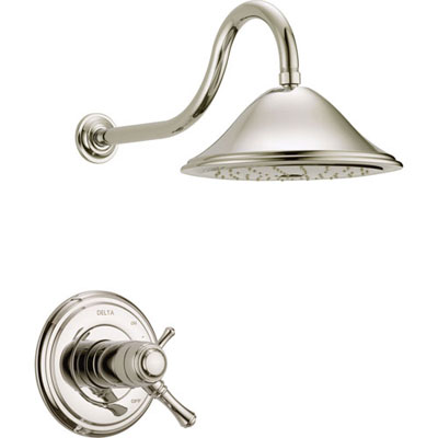 Delta Cassidy Polished Nickel Thermostatic Large Shower Faucet with Valve D824V