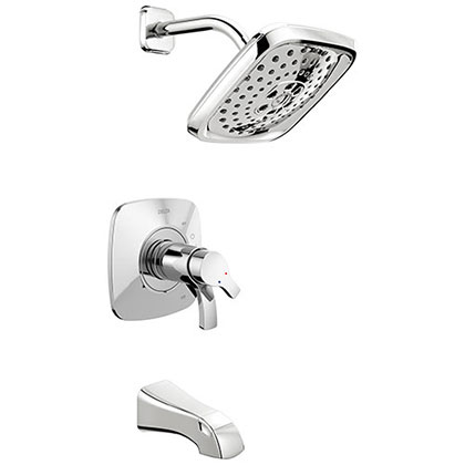 Delta Tesla Collection Chrome Modern TempAssure 17T Temperature and Volume Dual Control Tub and Shower Combo Faucet Includes Rough-in Valve without Stops D1928V
