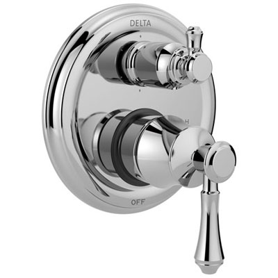Delta Cassidy Chrome Traditional Monitor 14 Shower Faucet Control Handle with 6-Setting Integrated Diverter Includes Trim Kit and Valve without Stops D2188V