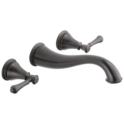 Delta Cassidy Collection Venetian Bronze Traditional Style Two Handle Wall Mount Bathroom Sink Faucet Includes Trim Kit and Rough-in Valve D2082V