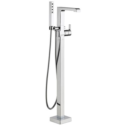 Delta Ara Collection Chrome Floor Mount Freestanding Tub Filler Faucet with Hand Shower