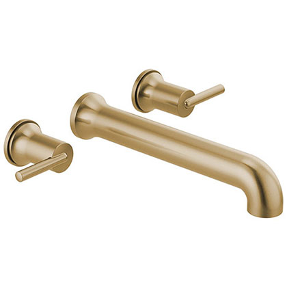 Delta Trinsic Modern Champagne Bronze Finish Two Handle Wall Mount Tub Filler Faucet Includes Rough-in Valve D3027V