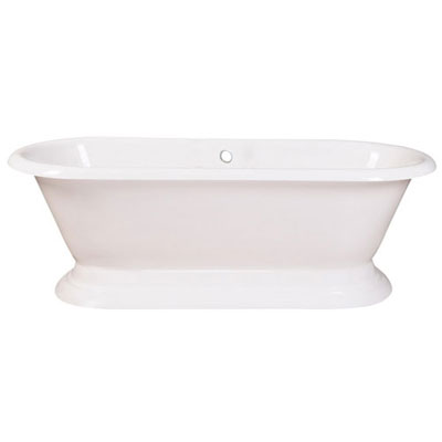 72-inch Large Cast Iron Double Ended White Pedestal Freestanding Bath Tub