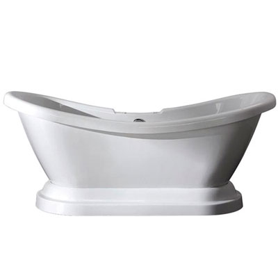 69-inch Contemporary Pedestal White Double Slipper Acrylic Freestanding Bath Tub