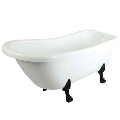 69-inch Large White Slipper Acrylic Clawfoot Tub with Oil Rubbed Bronze Lion Feet