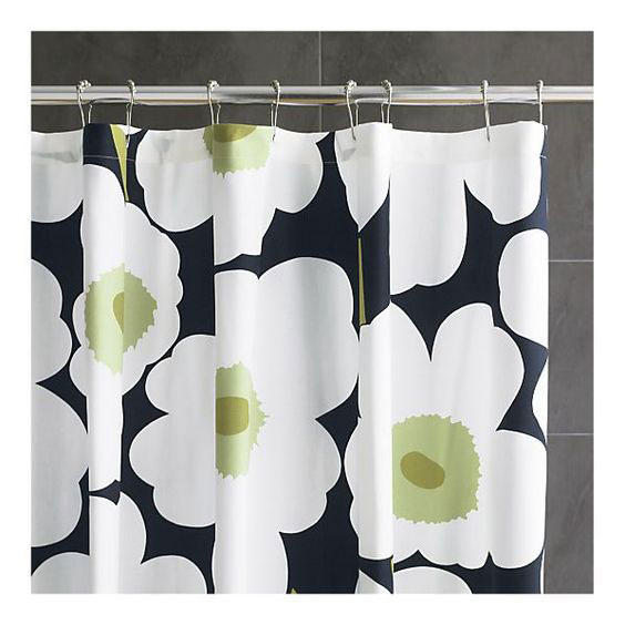 Black, White, and Green Shower Curtain