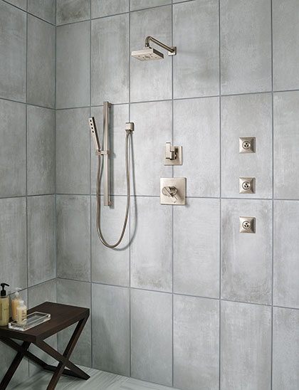 Delta Ara Collection Stainless Steel Shower System with Hand Shower and Body Sprays