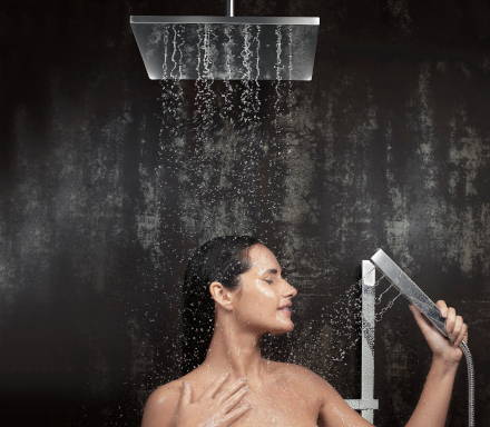 Delta Ceiling Mounted Rain Showerhead with Handheld Sprayer Shower System with Model