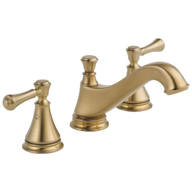 Delta Cassidy Collection Champagne Bronze Traditional Low Spout Widespread Bathroom Sink Faucet Includes Two Lever Handles and Drain D1799V