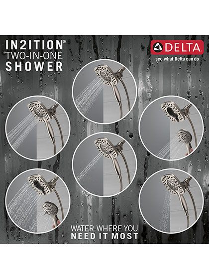 Delta in2ition Stainless Steel Finish Showerhead Hand Shower Spray Options