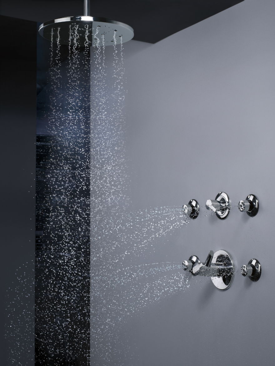 Delta Shower System with Body Spray Jets and Ceiling Mount Rain Showerhead