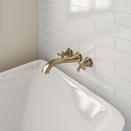 Delta Stryke Collection Champagne Bronze Finish Cross Handle Wall Mounted Tub Filler Faucet