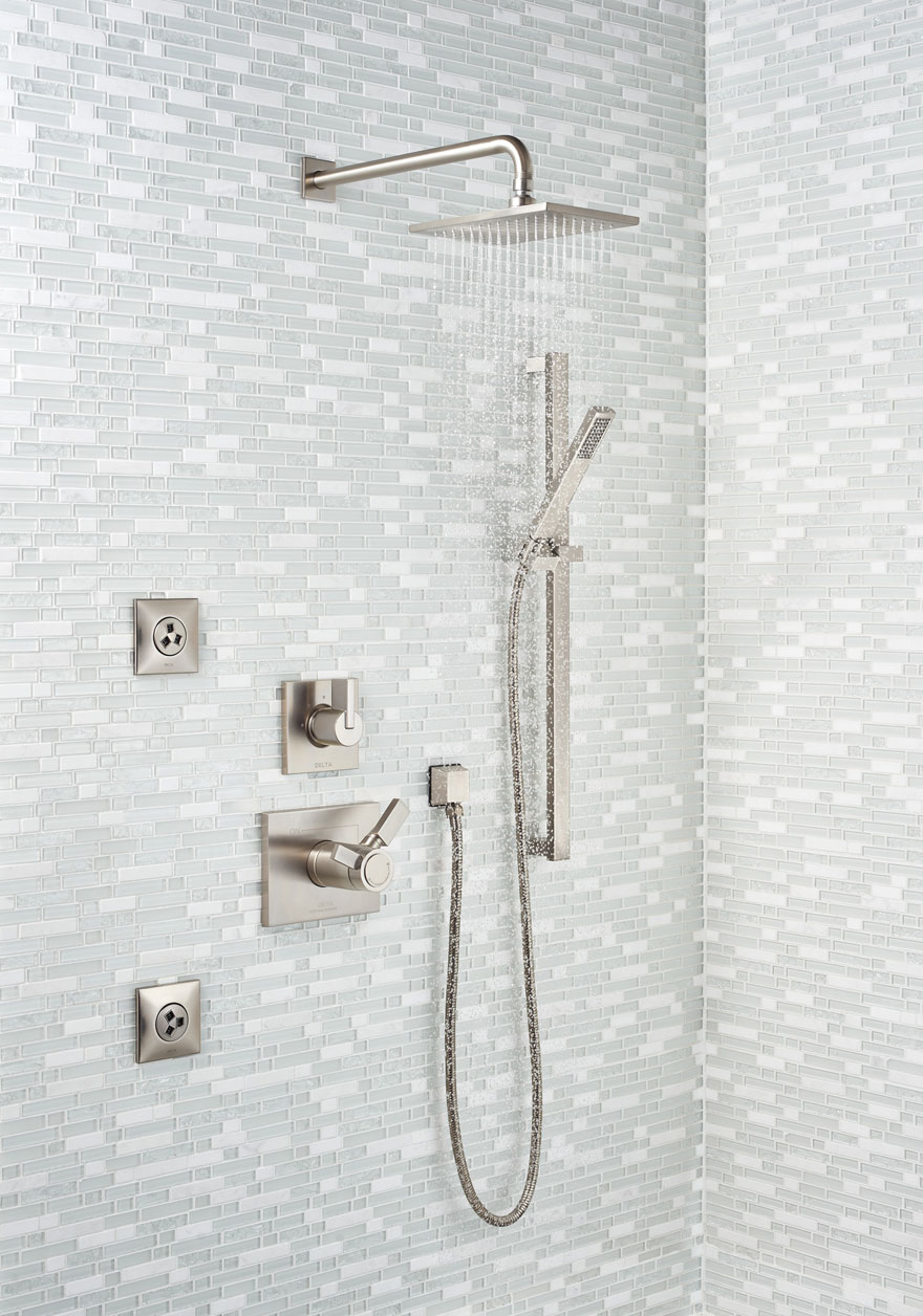 Delta Vero Collection Stainless Steel Shower System with Hand Shower and Body Sprays