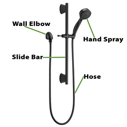 Matte Black Shower System with Handheld Sprayer and Wall Elbow