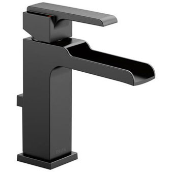 Matte Black Finish Channel Spout Single Hole Bathroom Faucet