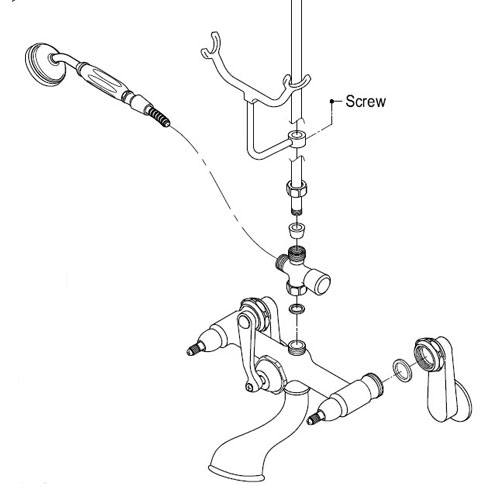 How the Shower Kit attaches to the Clawfoot Tub Faucet