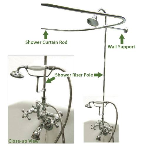 Clawfoot Tub Shower Curtain Rod and Shower Riser