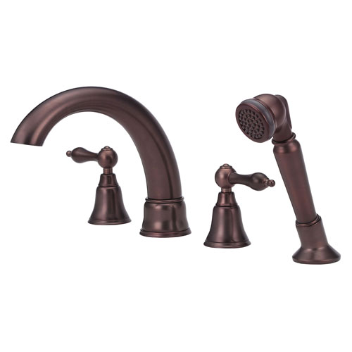 Danze Fairmont Oil Rubbed Bronze Widespread Roman Tub Filler Faucet with Sprayer INCLUDES Rough-in Valve