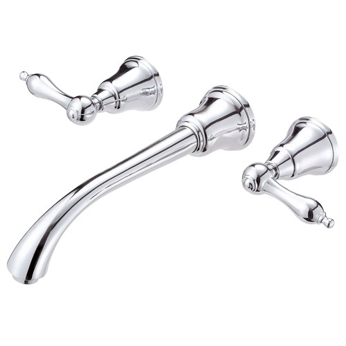 Danze Fairmont Chrome 2 Lever Handle Wall Mount Bathroom Faucet with Touch Drain INCLUDES Rough-in Valve