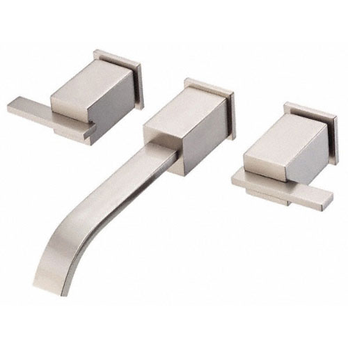 Danze Sirius Brushed Nickel Modern Wall Mount Bathroom Sink Faucet with Push Drain INCLUDES Rough-in Valve